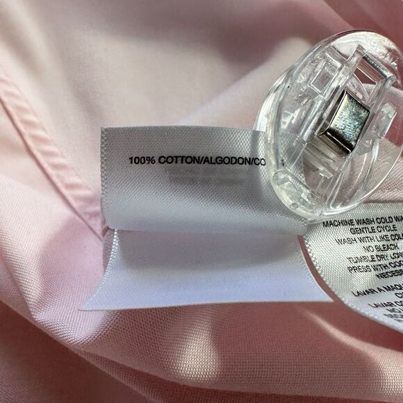 Anne Klein Pink Poplin Button Front Shirt, Large - Picture 7 of 9
